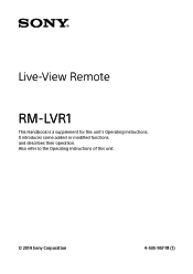 Sony RM-LVR1 Operating Instructions 2