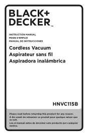 Black & Decker HNVC115B22 Instruction Manual