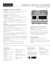 Viking VGR548 Two-Page Specifications Sheet