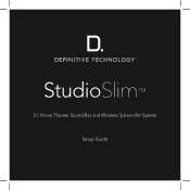 Definitive Technology Studio Slim DT StudioSlim Quick Start Guide