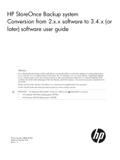 HP StoreOnce D2D2504i HP StoreOnce Conversion from 2.x.x software to 3.4.x (or later) Software Guide (BB852-90949, November 2013)
