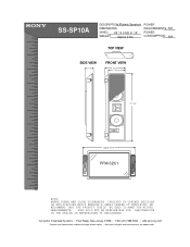 Sony SS-SP10A Dimensions Diagram