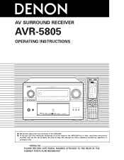 Denon AVR-5805 Owners Manual