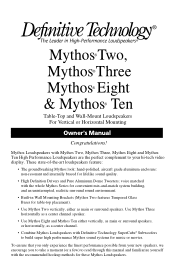 Definitive Technology Mythos Three Mythos Two Three Eight & Ten Manual