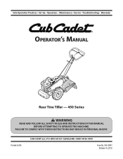 Cub Cadet RT 65 H Garden Tiller Operation Manual