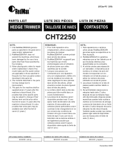 RedMax CHT2250 Parts List