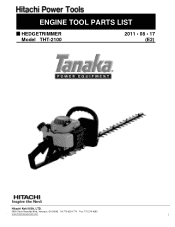 Tanaka THT-2100 Parts List
