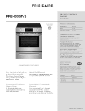 Frigidaire FFEH3051VS Product Specifications Sheet