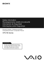 Sony VPCYB15KX/S Safety Information