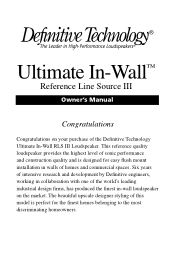 Definitive Technology UIW RLS III UIW RLSIII Manual