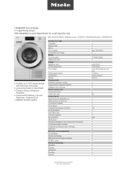 Miele TXR860WP Eco & Steam Product sheet