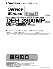 Pioneer DEH-2800 Service Manual
