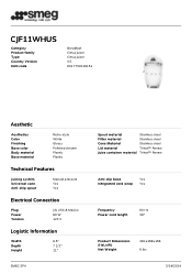 Smeg CJF11WHUS Product sheet