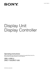Sony ZRD-2 Operating Instructions