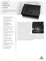 Behringer F1220A Product Information Document
