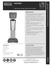 Waring WDM20 Specifications Sheet