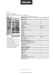 Miele K 2912 Vi Product sheet