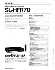 Sony SL-HFR70 Users Guide