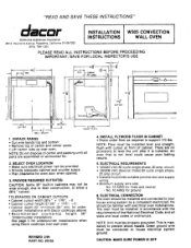 Dacor W305 Installation Instruction - Convection Plus Wall Oven
