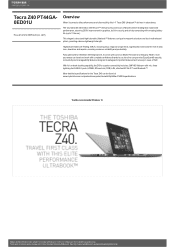 Toshiba Z40 PT44GA-0ED01U Detailed Specs for Tecra Z40 PT44GA-0ED01U AU/NZ; English
