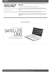 Toshiba Satellite L830 Detailed Specs for Satellite L830 PSKF4A-01M001 AU/NZ; English