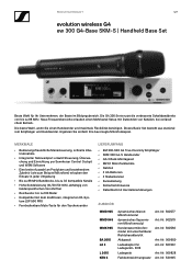Sennheiser SKM 300 G4 Product Specification ew 300 G4-Base SKM-S