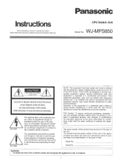 Panasonic WJMPS850 WJMPS850 User Guide