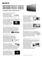 Sony FWD55X850C Specification Sheet Pro BRAVIA X850 Series Displays