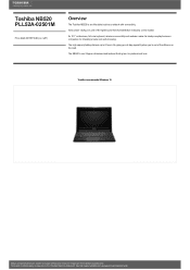 Toshiba NB520 Detailed Specs for Netbook NB520 PLL52A-02501M AU/NZ; English