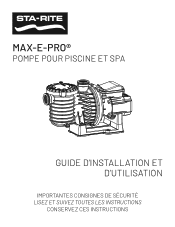 Pentair Max-E-Pro High Performance Pool and Spa Pumps Max-E-Pro Owners Manual - French