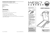 Weslo Cadance 85 Instruction Manual