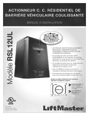 LiftMaster RSL12UL Installation Manual-French