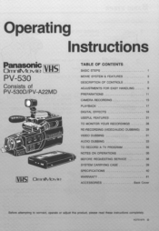 Panasonic PV530D PV530D User Guide