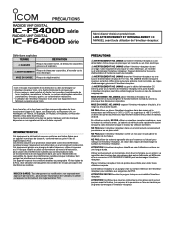 Icom IC-F6400D Precautions french