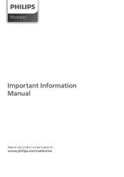 Philips 279P1B Important Information Manual