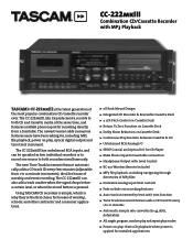 TASCAM CC-222MKIII One-Sheet Preliminary Information