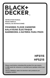 Black & Decker HFS115J10 Instruction Manual