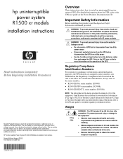 HP R12000/3 UPS R1500 XR Models Installation Instructions