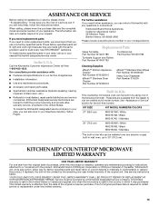 KitchenAid UMC5225DS Warranty Information