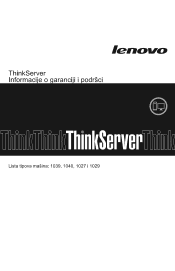 Lenovo ThinkServer TD230 (Serbo-Croatian) Warranty and Support Information