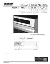 Dacor RNR30N User Manual - Renaissance Electric Range