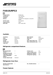 Smeg FAB10URPG3 Product sheet