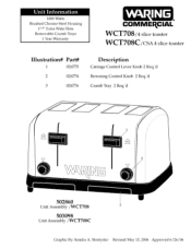 Waring WCT708 Parts List and Exploded Diagram