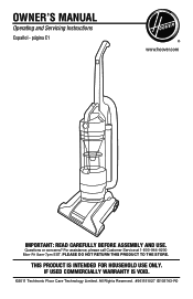 Hoover UH70108 Product Manual