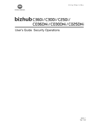 Konica Minolta C250i bizhub C360i/C300i/C250i Security Operations User Manual