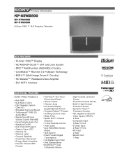 Sony KP-65WS500 Marketing Specifications