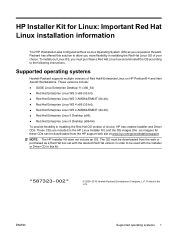 HP Xw4600 HP Installer Kit for Linux: Important Red Hat Linux installation information