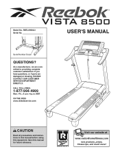 Reebok Vista 8500 W/pulse & Mat Treadmill User Manual