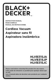 Black & Decker HLVB315JCZ01 Instruction Manual