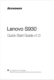 Lenovo S930 (English) Quick Start Guide - Lenovo S930 Smartphone